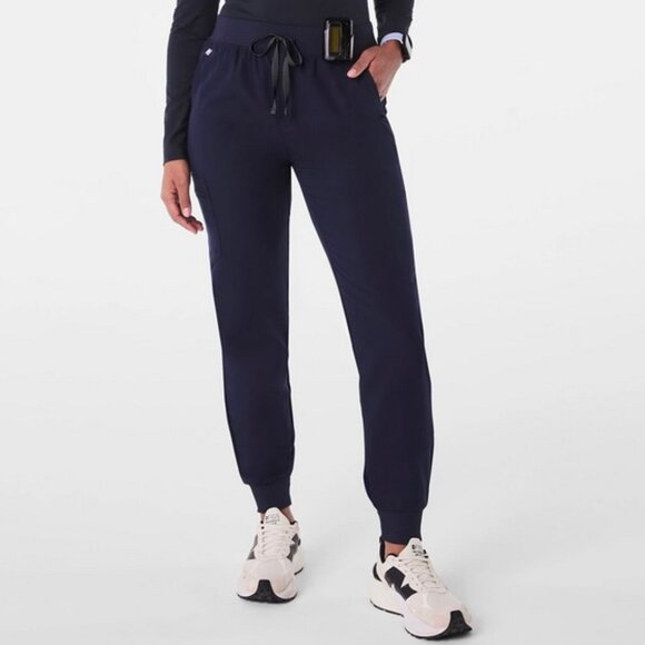 Zamora Figs Scrub Pants - Medium Petite High Waisted Joggers in Classic Navy - Picture 1 of 2